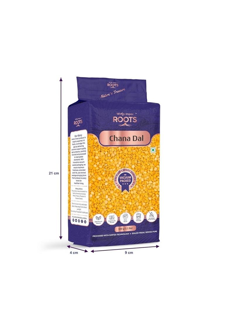 Wings Impex Roots Chana Dal 500 G | Premium Split Bengal Gram Natural Unpolished Pulses Protein-Rich & Vacuum Packed Freshness