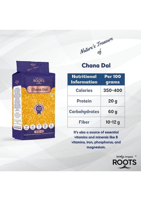 Wings Impex Roots Chana Dal 500 G | Premium Split Bengal Gram Natural Unpolished Pulses Protein-Rich & Vacuum Packed Freshness