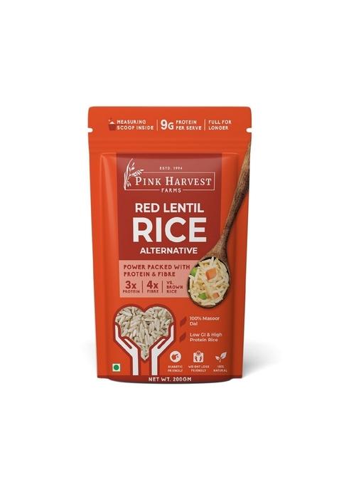 Pink Harvest Farms Red Lentil Rice Alternative, 200G | Diabetic-Friendly High Protein Low Gi Gluten-Free Plant-Based Healthy Substitute (Pack Of 1)