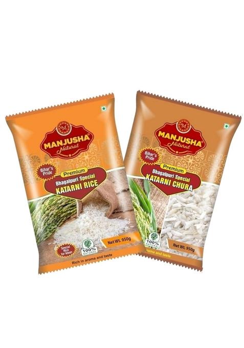 Manjusha Natural Katarni Chura With Chawal Combo Pack Of 2, 1900Gm (950Gm Each Pack), Bhagalpur Or Rice, Special