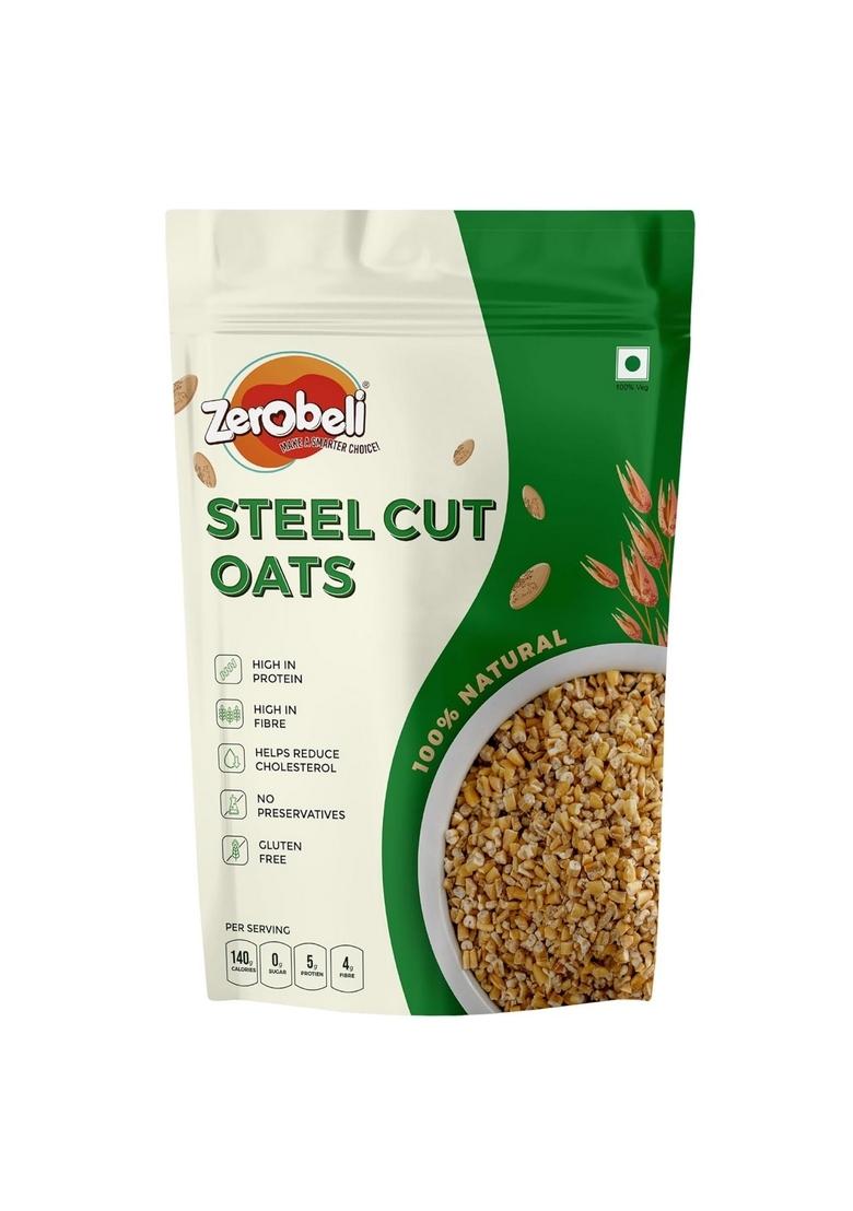 Zerobeli Gluten Free Steel Cut Oats 1Kg | Hearty And Healthy Low Glycemic Index Aids Weight Loss