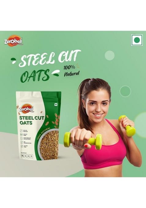 Zerobeli Gluten Free Steel Cut Oats 1Kg | Hearty And Healthy Low Glycemic Index Aids Weight Loss