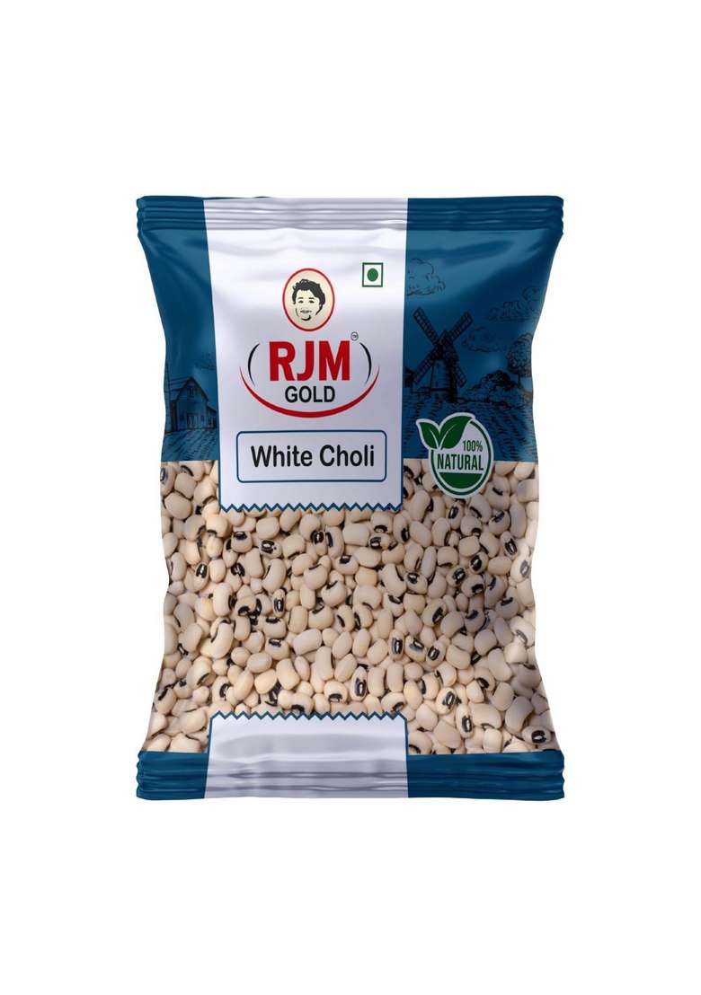 Rjm Gold White Cowpea I Safed Chola (Lobia) | 100% Natural & Polished Black Eyed Beans Rich In Protein Fiber Used Indian Recipes, Salads, And Daily Meals – 500Gm - Indya