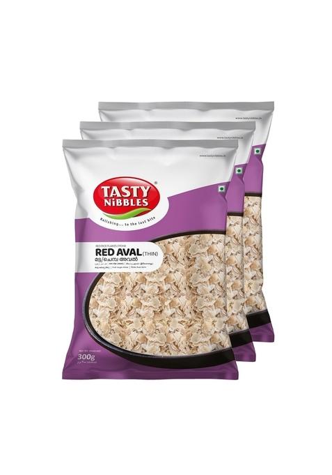 Tasty Nibbles Red Aval (Thin) | Rice Flakes Poha 900G [Pack Of 3]