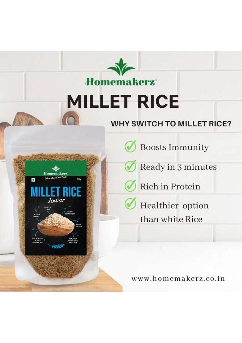 Homemakerz Bajra Millet Rice | Rich In Dietary Fiber High Protein Ready 3 Mins - 250 Gm - Indya