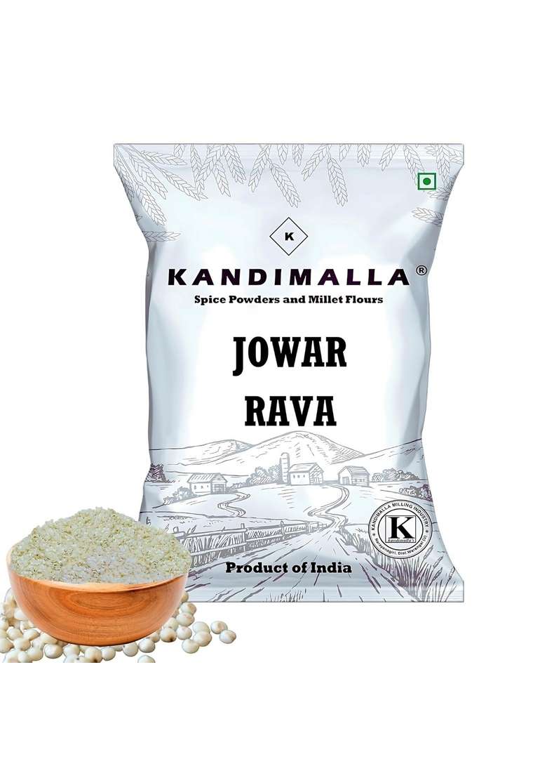 Kandimalla Jowar Rava | 500 Gram Sorghum Dalia Naturally Gluten-Free & Protein-Rich Stone-Ground Suji For Soft Upma Porridge, Kichidi - Indya
