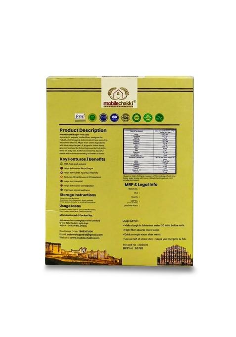 Mobile Chakki Diabetic Friendly Multigrain Atta | Sugar-Free & Wheat-Free Flour For Sugar Control Low Gi-33 High Fiber Celiacs, Diabetes Weight Loss, 1Kg