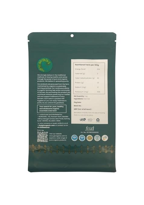 Girorganic Unpolished Toor Dal 1Kg | & Hand Pounded Arhar Split Chemicals Additives Free Organic Tuvar Protein Fiber Rich Pigeon Pea