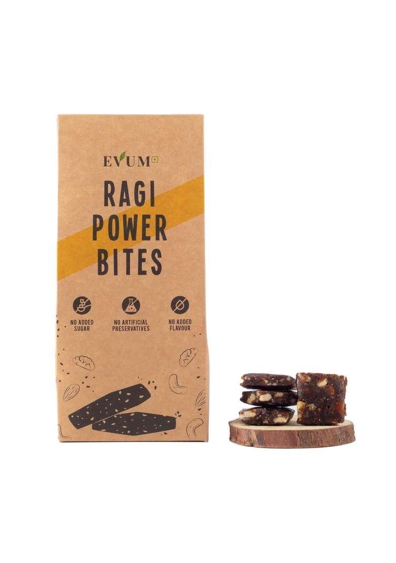 Evum Ragi Power Bites (150 Gm) | Dates, Jaggery And Dry Fruits Healthy Tasty Handmade Snacks Energy Booster No Added Sugar Preservatives - Indya