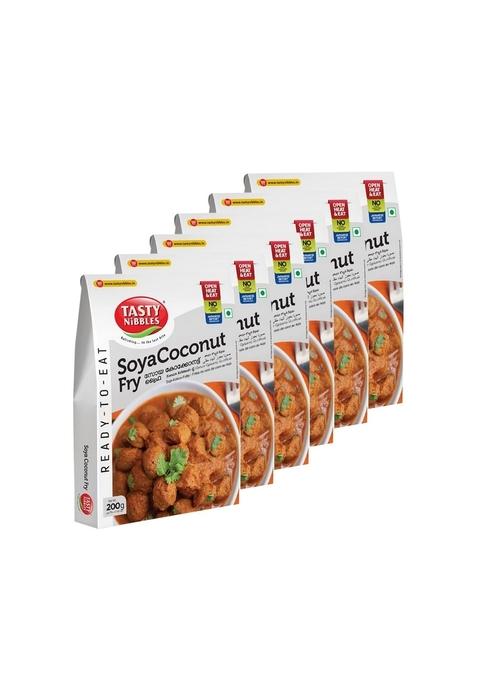 Tasty Nibbles Ready To Eat Soya Coconut Fry 200G [Pack Of 6] | Open Heat & No Food Additives Added Japanese Retort Technology