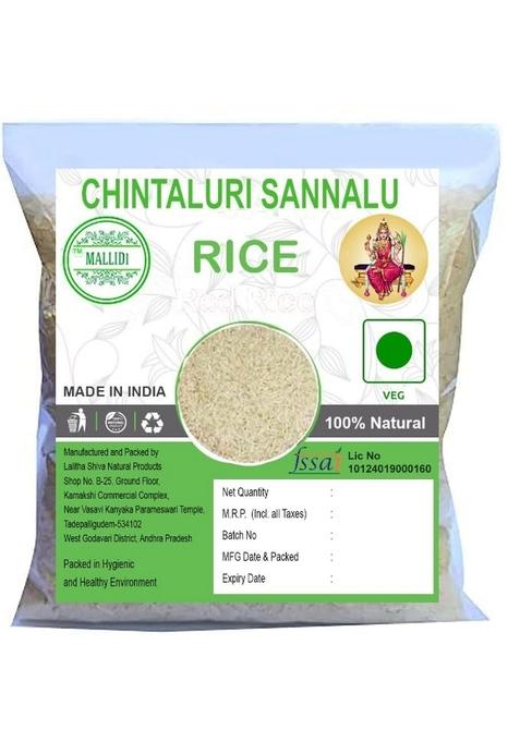 Mallidi Chintaluri Sannalu (1Kg) | Traditional Ayurvedic Hand Pound Rlce Unpolished Pack Of 1
