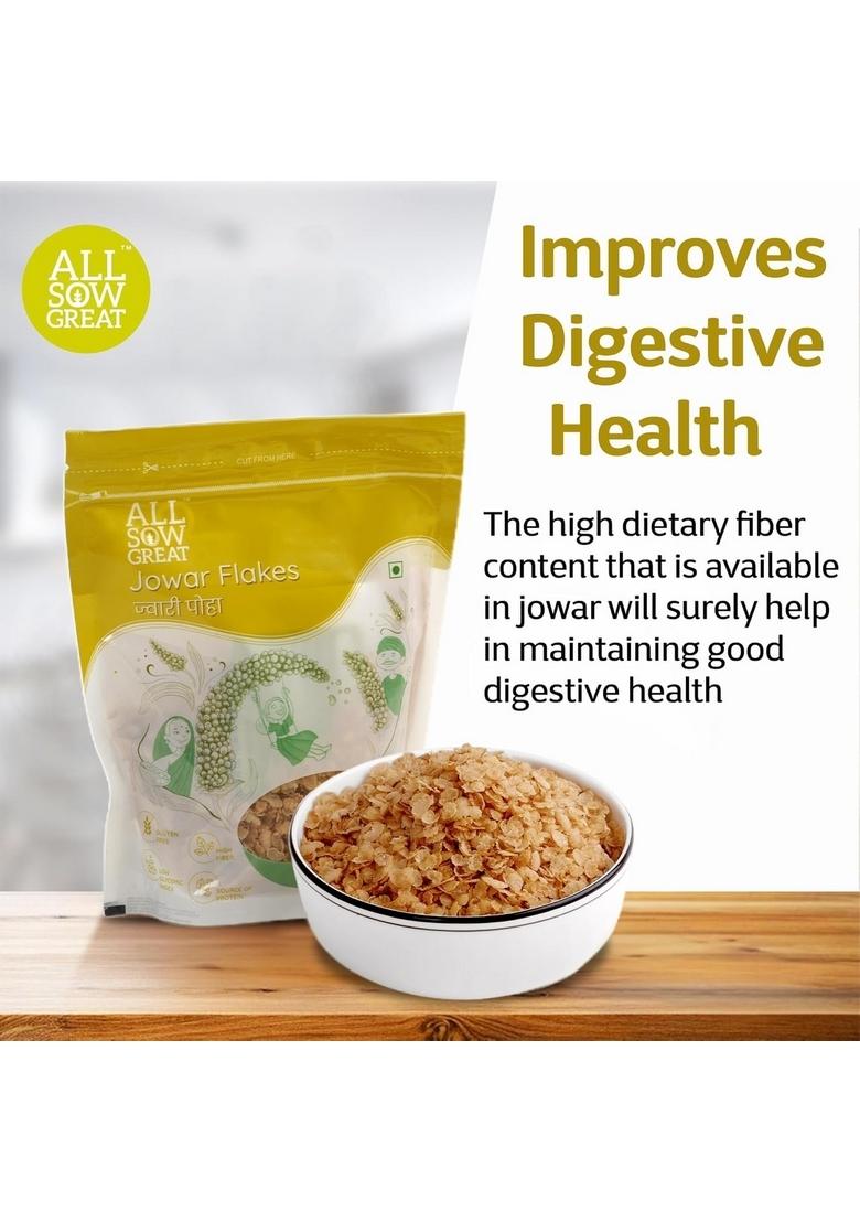 All Sow Great Jowar Poha Flakes | Poha/Flakes For Healthy Breakfast Rich In Fiber & Protein Millet Diet Food Gluten Free Sorghum Flake (Pack Of 2)