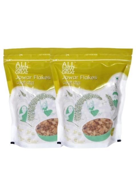 All Sow Great Jowar Poha Flakes | Poha/Flakes For Healthy Breakfast Rich In Fiber & Protein Millet Diet Food Gluten Free Sorghum Flake (Pack Of 2)
