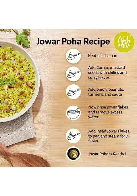 All Sow Great Jowar Poha Flakes | Poha/Flakes For Healthy Breakfast Rich In Fiber & Protein Millet Diet Food Gluten Free Sorghum Flake (Pack Of 2)