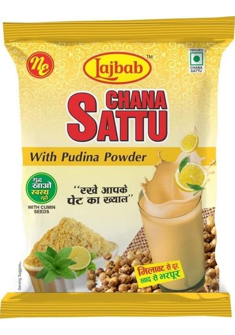 Lajbab Chana Sattu With Pudina Powder,Lemon (60 Gr.) (Pack Of 15) Ready To Drink