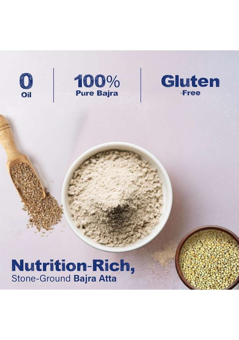 Millettree Roasted Bajra Flour/Atta 450G | Chakki Ground Pearl Millet Flour Gluten Free Lightly For Easy Digestion High Fibre & Nutrient Rich Ideal Rotis, Bhakri Healthy Cooking - Indya