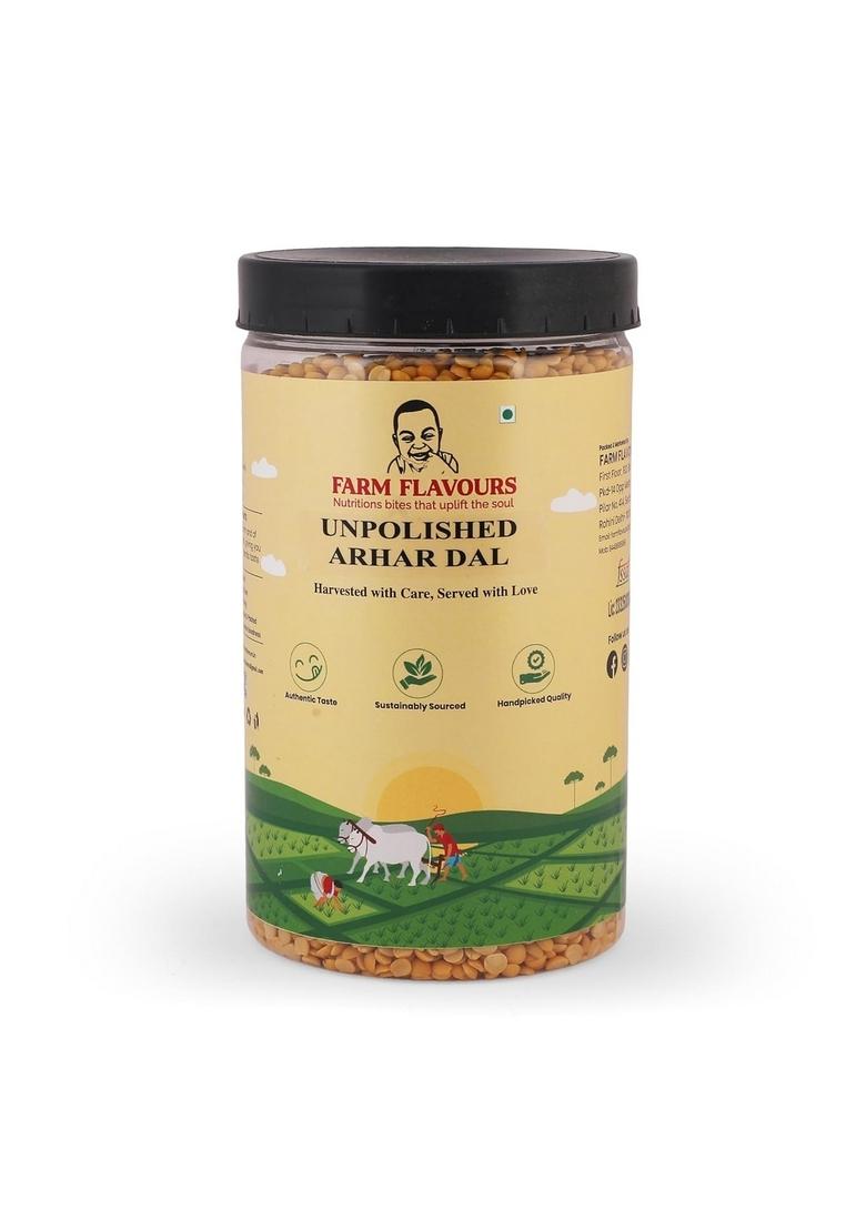 Farm Flavours Unpolished Arhar Dal | Toor Protein-Rich, Pure & Natural Lentil Handpicked, Hygienically Cleaned Packed No Artificial Polishing 1Kg
