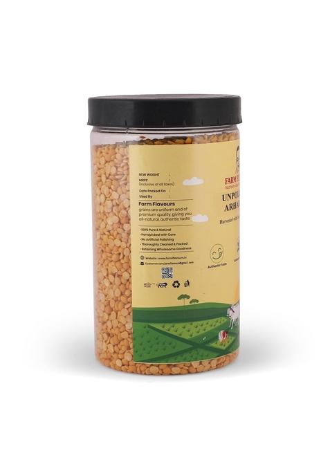 Farm Flavours Unpolished Arhar Dal | Toor Protein-Rich, Pure & Natural Lentil Handpicked, Hygienically Cleaned Packed No Artificial Polishing 1Kg