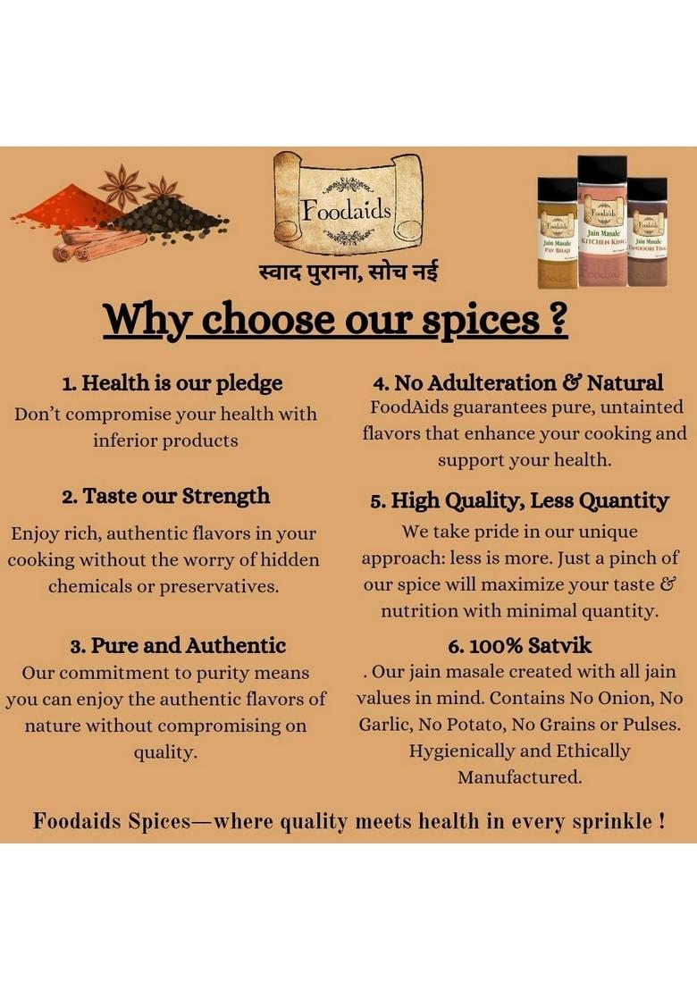 Foodaids Sattu Masala Powder 100Gm | Sprinkle Or Mix With Drink. Contain Spices : Roasted Jeera, Dhaniya, Mint Leaves, Kali Mirch & Ajwain. Aromatic Flavourful.