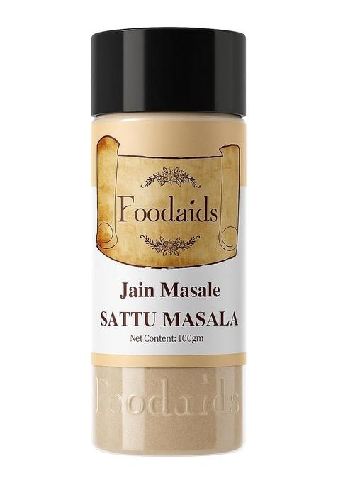 Foodaids Sattu Masala Powder 100Gm | Sprinkle Or Mix With Drink. Contain Spices : Roasted Jeera, Dhaniya, Mint Leaves, Kali Mirch & Ajwain. Aromatic Flavourful.