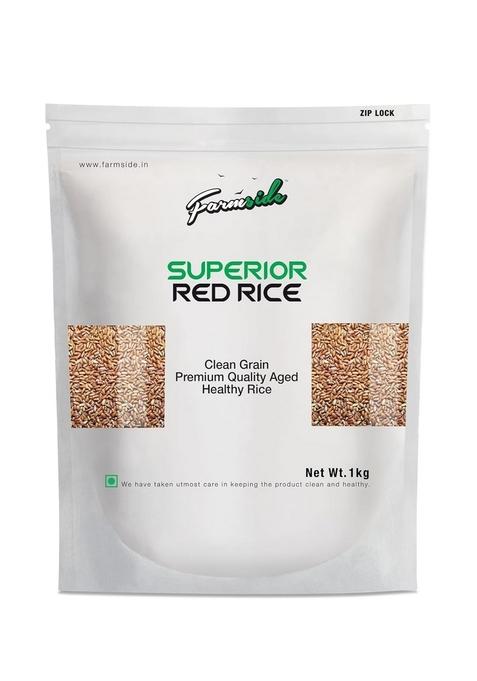 Farmside Superior Red Rice | Unpolished & Naturally Aged Rich In Fiber Antioxidants Premium Whole Grain For Healthy Cooking Weight Management 1Kg
