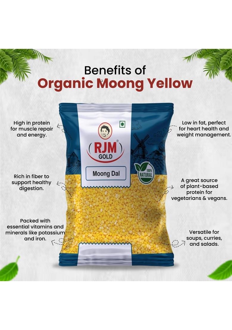 Rjm Gold Moong Dal Yellow Split Gram | Unpolished High Protein & Nutrients Quick-Cooking Easy To Digest Ideal For Fry, Khichdi, Baby Food 100% Veg Healthy Pulses 500 Gm