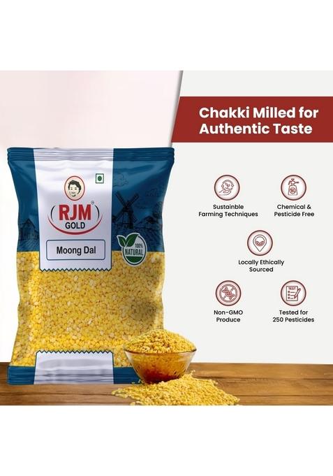Rjm Gold Moong Dal Yellow Split Gram | Unpolished High Protein & Nutrients Quick-Cooking Easy To Digest Ideal For Fry, Khichdi, Baby Food 100% Veg Healthy Pulses 500 Gm