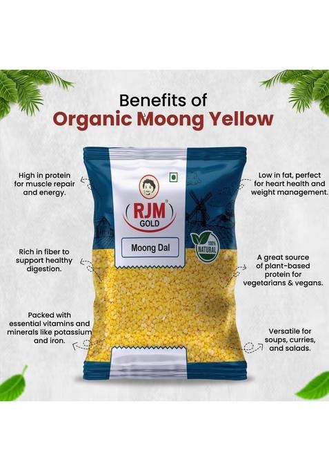 Rjm Gold Moong Dal Yellow Split Gram | Unpolished High Protein & Nutrients Quick-Cooking Easy To Digest Ideal For Fry, Khichdi, Baby Food 100% Veg Healthy Pulses 500 Gm
