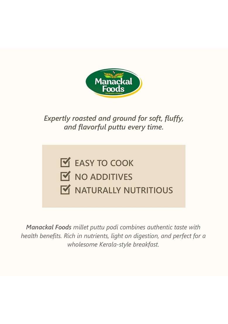 Manackal Foods Sprouted Ragi Puttu Podi | Steamed & Roasted Natural Healthy Breakfast Flour Gluten-Free No Preservatives 500G - Indya