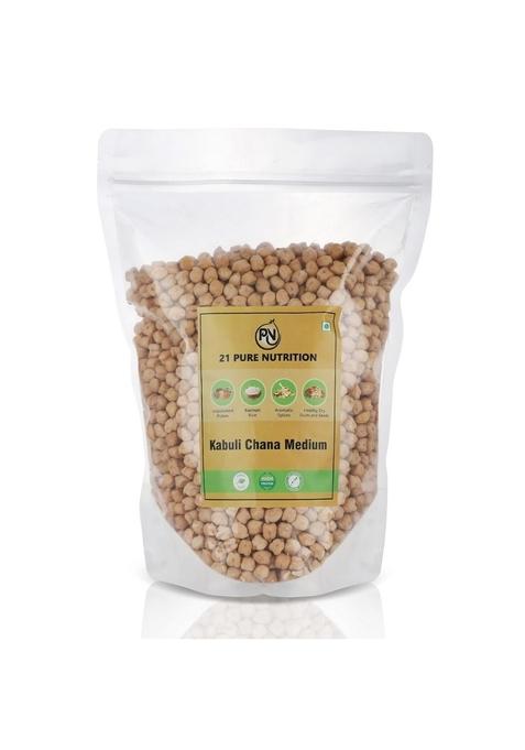 21 Pure Nutrition Kabuli Chana Medium Unpolished Premium White Chickpeas High Protein, Rich In Fiber Nutrients Healthy Pulses For Cooking, Salads, Soups Snacks (1 Kg)