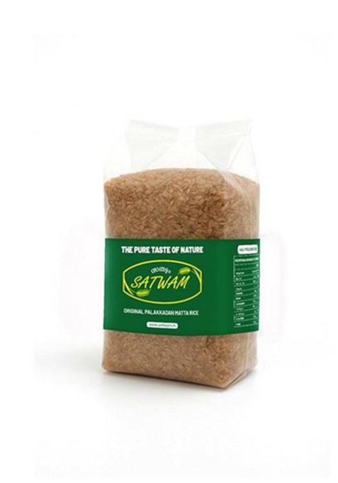 Satwam Half Polished – Palakkadan Matta Rice-1Kg. | Rice Kerala Red Home-Grown, Pesticide-Free Soft Texture, Nutrient-Rich, Authentic Flavor Healthy Indian Staple (1Kg)