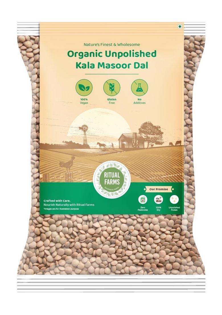Ritual Farms Natural Unpolished Kaala Masoor Dal | Protein-Rich Black Lentils Indian Pulses For Cooking And Daily Use Ideal Preparing Vegetarian Dishes (500Gm)