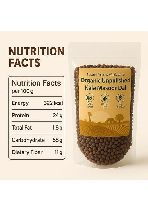 Ritual Farms Natural Unpolished Kaala Masoor Dal | Protein-Rich Black Lentils Indian Pulses For Cooking And Daily Use Ideal Preparing Vegetarian Dishes (500Gm)