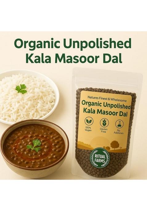 Ritual Farms Natural Unpolished Kaala Masoor Dal | Protein-Rich Black Lentils Indian Pulses For Cooking And Daily Use Ideal Preparing Vegetarian Dishes (500Gm)