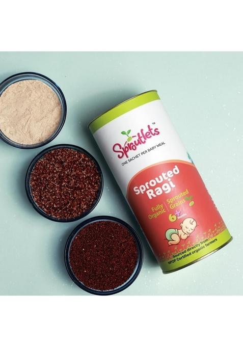 Sproutlets Ragi Powder -300 Gm - Natural Organic Finger Millet Flour A Nutrient-Rich Food Supplement With Vitamins And Minerals For Health Growth