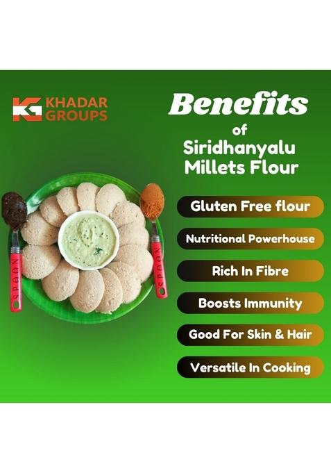 Siridhanyalu Little Millet Flour (Unpolished & Organic) | Gluten Free Atta (Powder) For Diabetes Weightloss New Tech Rock-Hard Vacuumed Pack