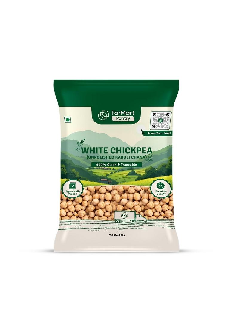 Farmart Pantry White Chickpea Jumbo (500G) | Premium & Unpolished Protein-Rich Nutritious