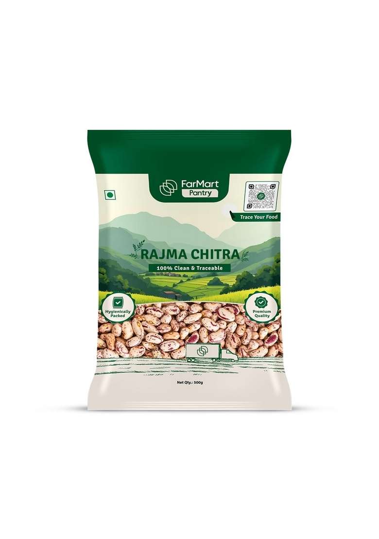 Farmart Pantry Unpolished Rajma Chitra (500 G) | Protein & Fiber-Rich Perfect For Curry Nutritious Meals - Indya