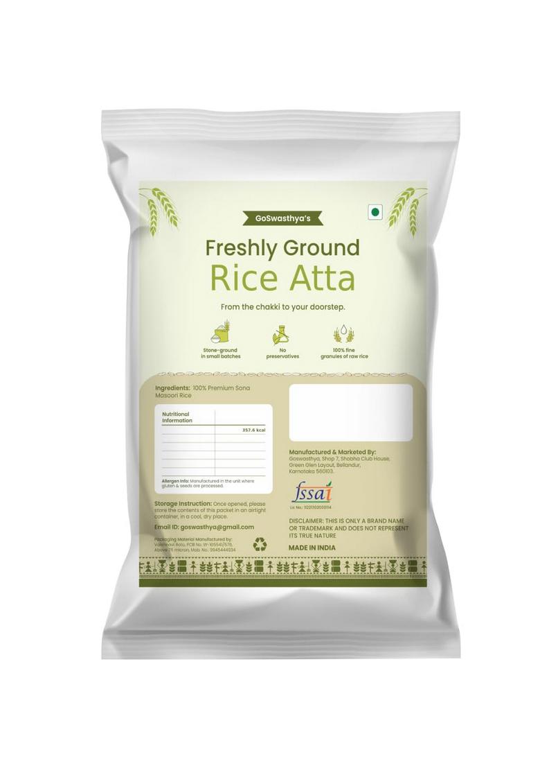 Goswasthya Freshly Ground Rice/Chawal Flour Atta | 100% Stone Preservative-Free 1000 Gm