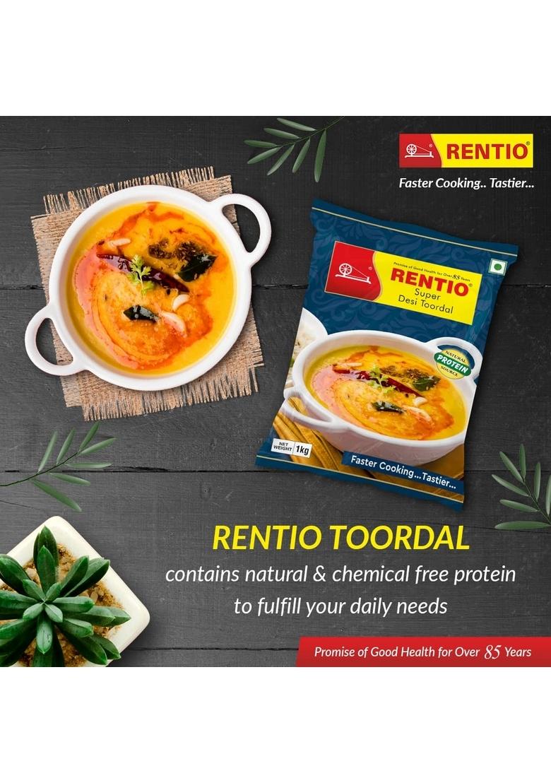 Rentio Super Desi Unpolished Toor Dal (Arhar Dal) 1 Kg X 2 Packs