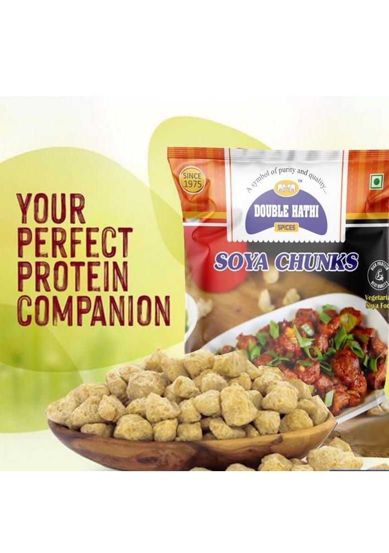 Double Hathi Soya Chunks, Vegetarian Vadi Nuggets | Healthy Snacks Soyabadi Soychunks| Soy Manchurian Protiens Break Fast Food Soybeans Vaadi Soychunks Nugets| Organic