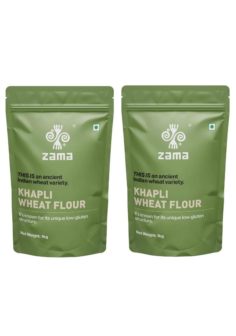 Zama Organics Khapli Wheat Flour (1Kg Pack Of 2) | Emmer Healthier Alternative To Refined Atta Rich In Fibre And Proteins Antioxidants Good For Diabetes High Dietary Fiber…