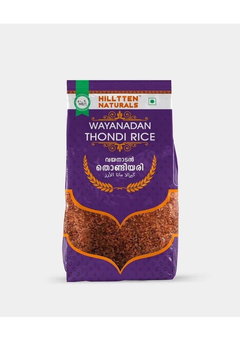 Hilltten Naturals Wayanadan Thondi Rice 1 Kg I Free Of Chemicals And Pesticides Red Bold-Grained With 50% To 60% Bran - Indya