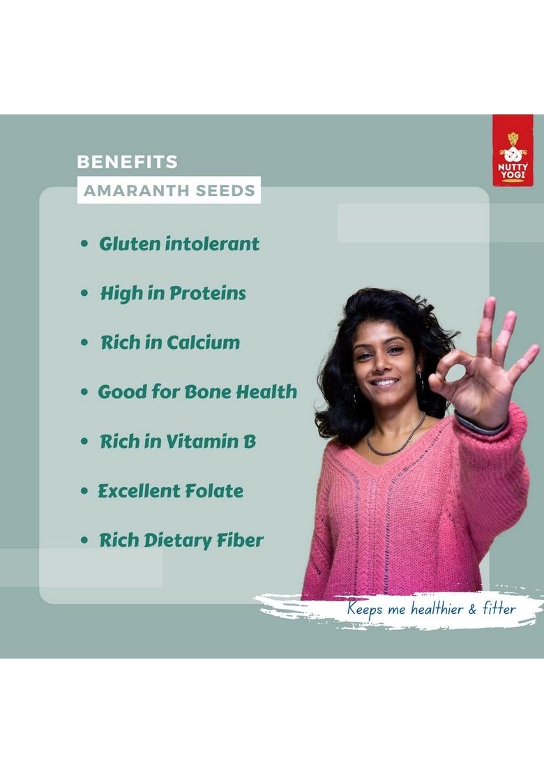 Nutty Yogi Healthy & Delicious Organic Amaranth Seeds | Free From Gluten Grain Goodness Of Millets Good Fat, Low Carb, Keto Friendly, Alternative