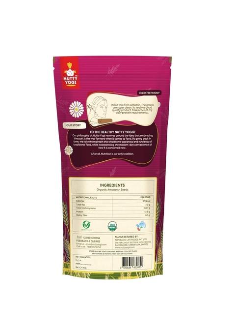 Nutty Yogi Healthy & Delicious Organic Amaranth Seeds | Free From Gluten Grain Goodness Of Millets Good Fat, Low Carb, Keto Friendly, Alternative