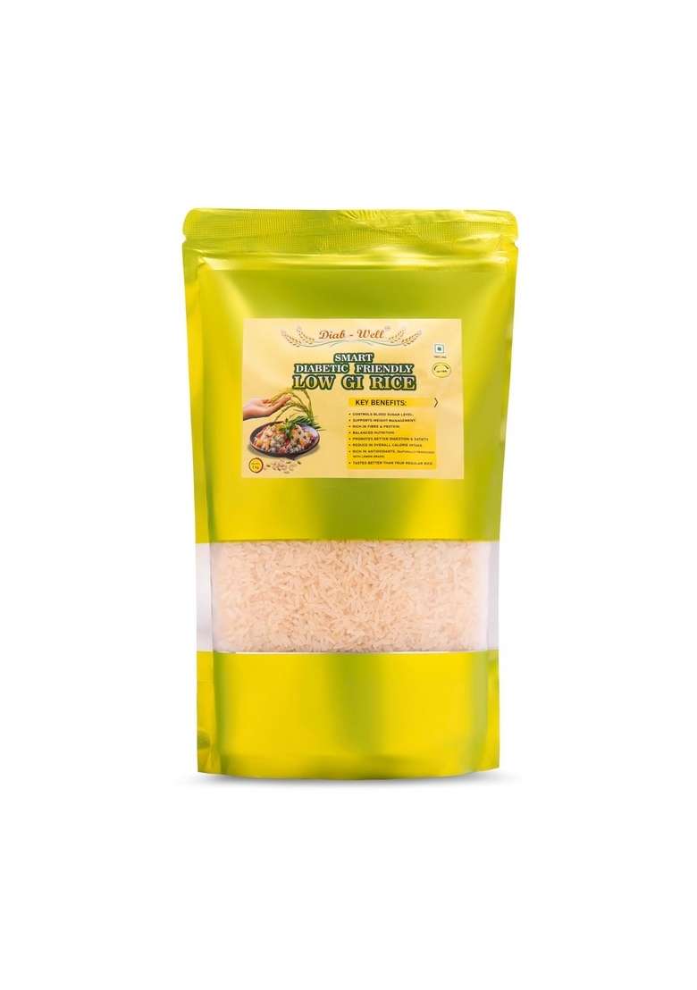 Diab-Well Smart Diabetic Friendly Low Gi Rice 1Kg Pack,Premium Miniket 100% Organic & Natural,No Added Chemicals Or Artificial Preservaties,Protien Enriched. - Indya