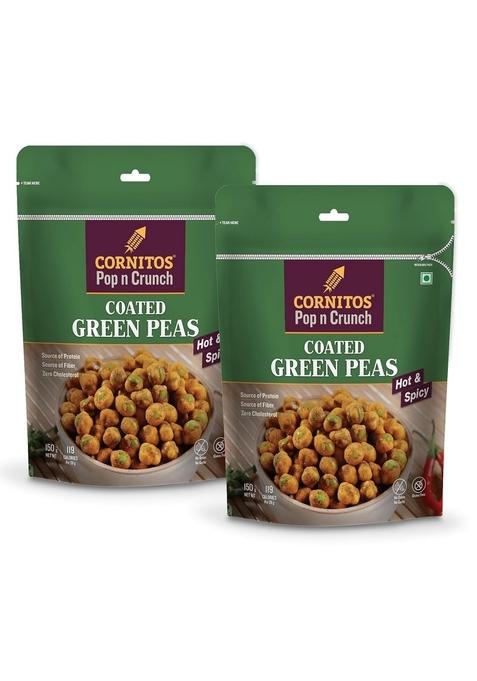 Cornitos Coated Green Peas Hot & Spicy | Pack Of 2 (150G Each)