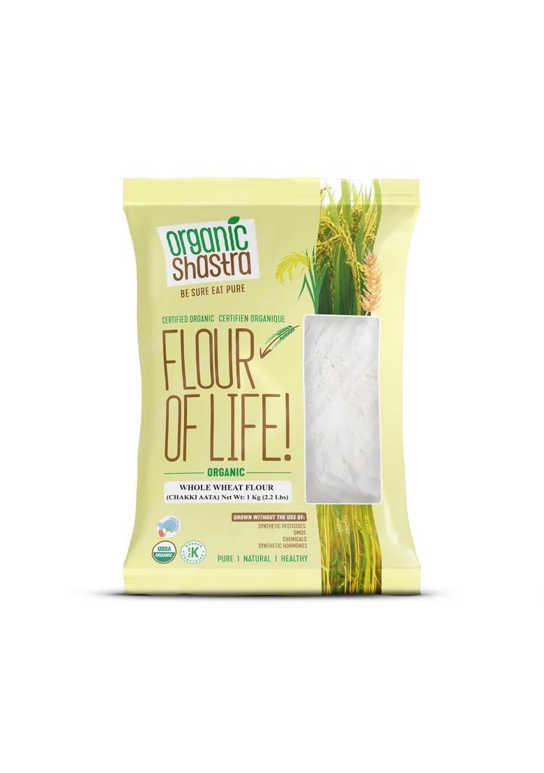 Organic Shastra Whole Wheat Flour (Chakki Atta), Unbleached And High Protein Flour, Fine Ground
