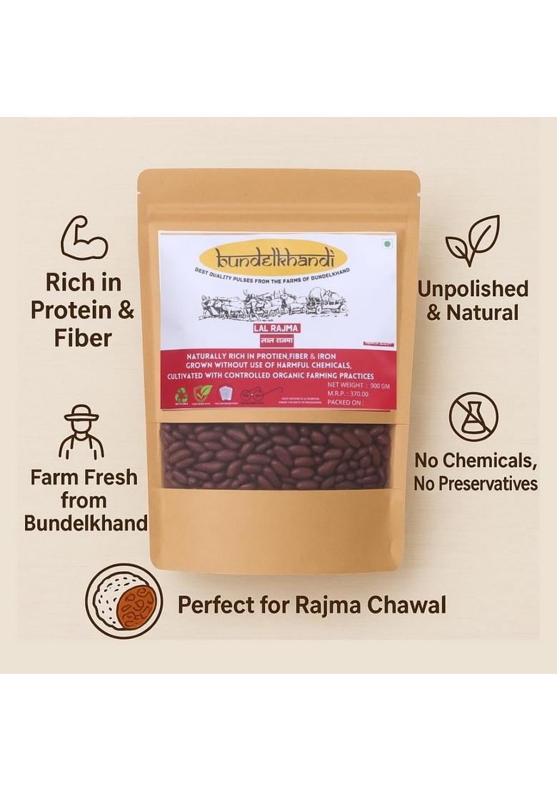 Bundelkhandi Lal Rajma 900G |Unpolished Desi Red Kidney Beans | Protein & Fiber Rich Pulses Natural Healthy For Cooking