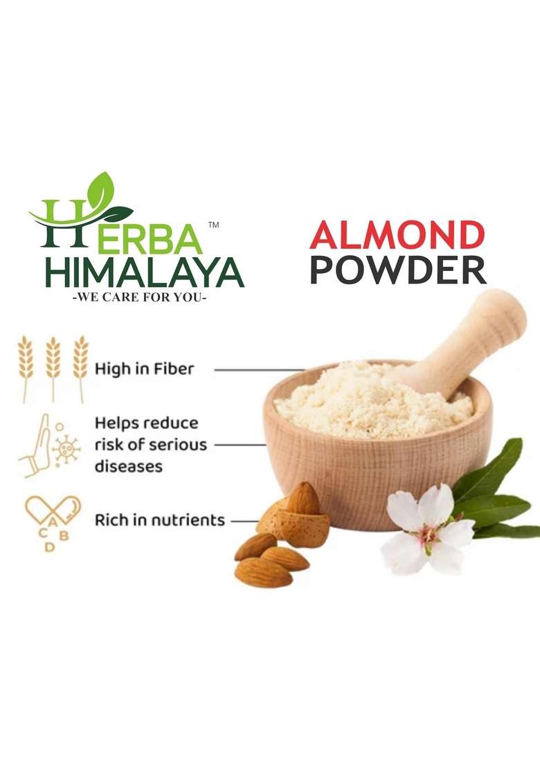 Herba Himalaya Californian Almond Flour | Premium Cold Pressed Badam Powder Gluten Free Grain Keto Friendly Naturally Protein Rich High Fiber (200 Gm) - Indya